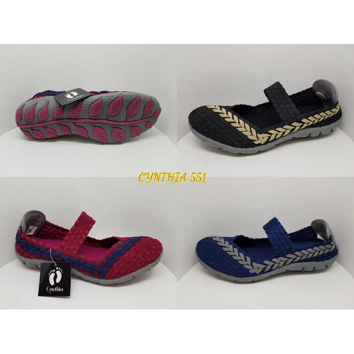 Cynthia 551 sepatu anyaman rajut wanita ORI