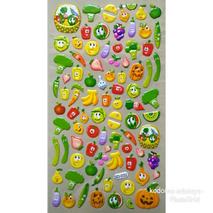 Jual  Sticker Stiker Anak Timbul Sayuran dan Buah Buahan  Vegetables   Fruit  Murah