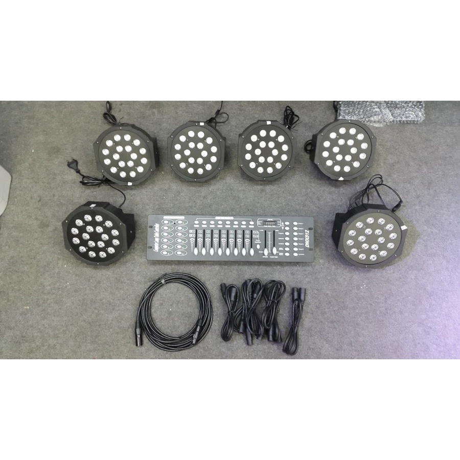 Paket 6 Buah Parled 18 LED RGB Plus DMX 192 Dan Kabel DMX 15M