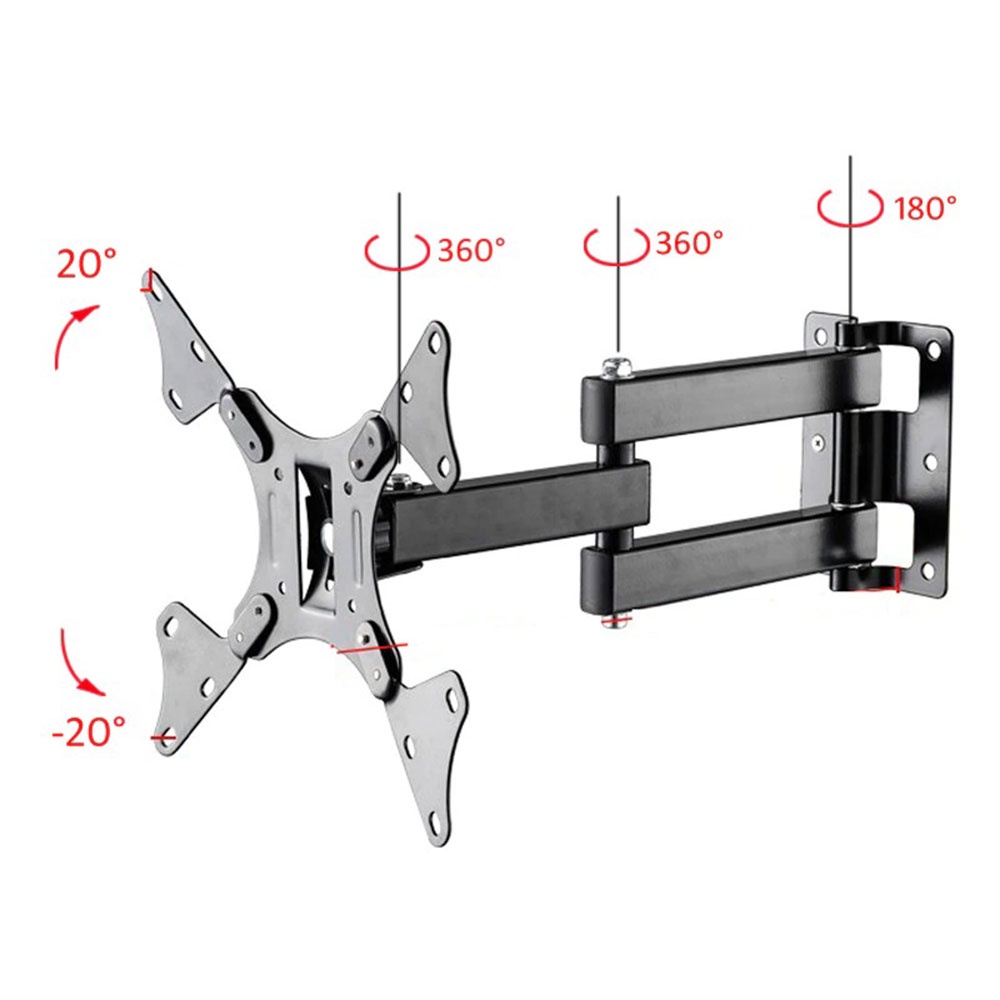 D-mount Telescopic TV Bracket Thick 200x200 Pitch for 10-32 Inch TV - DKE-S32 - Black