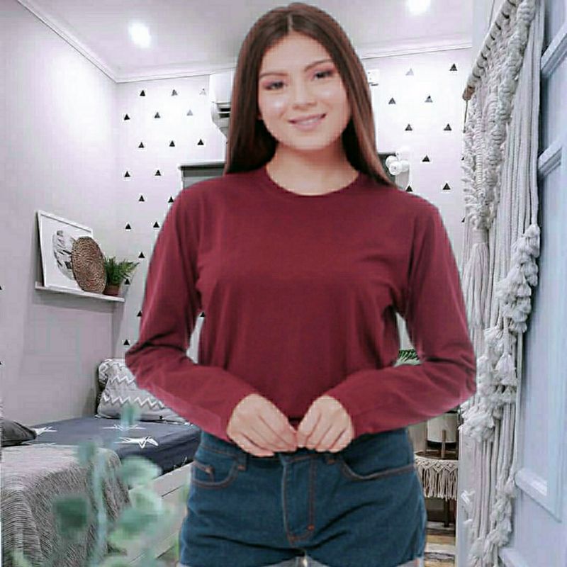 manset badan wanita kaos jumbo polos warna size XXXXL/XXXL/XXL/XL manset baju kaos lengan panjang wanita/cewek