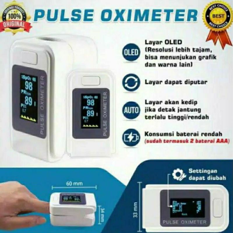Jual Pulse oximeter pengukur kadar oksigen dalam darah SPO2 | Shopee ...