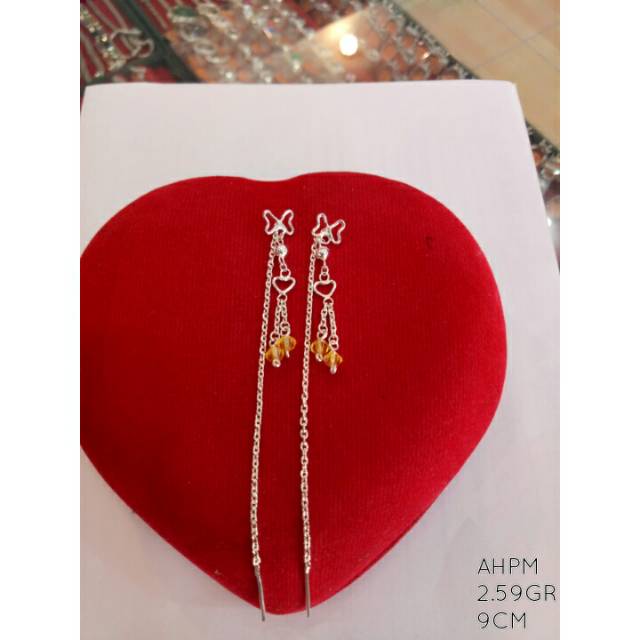 Anting panjang perak murni