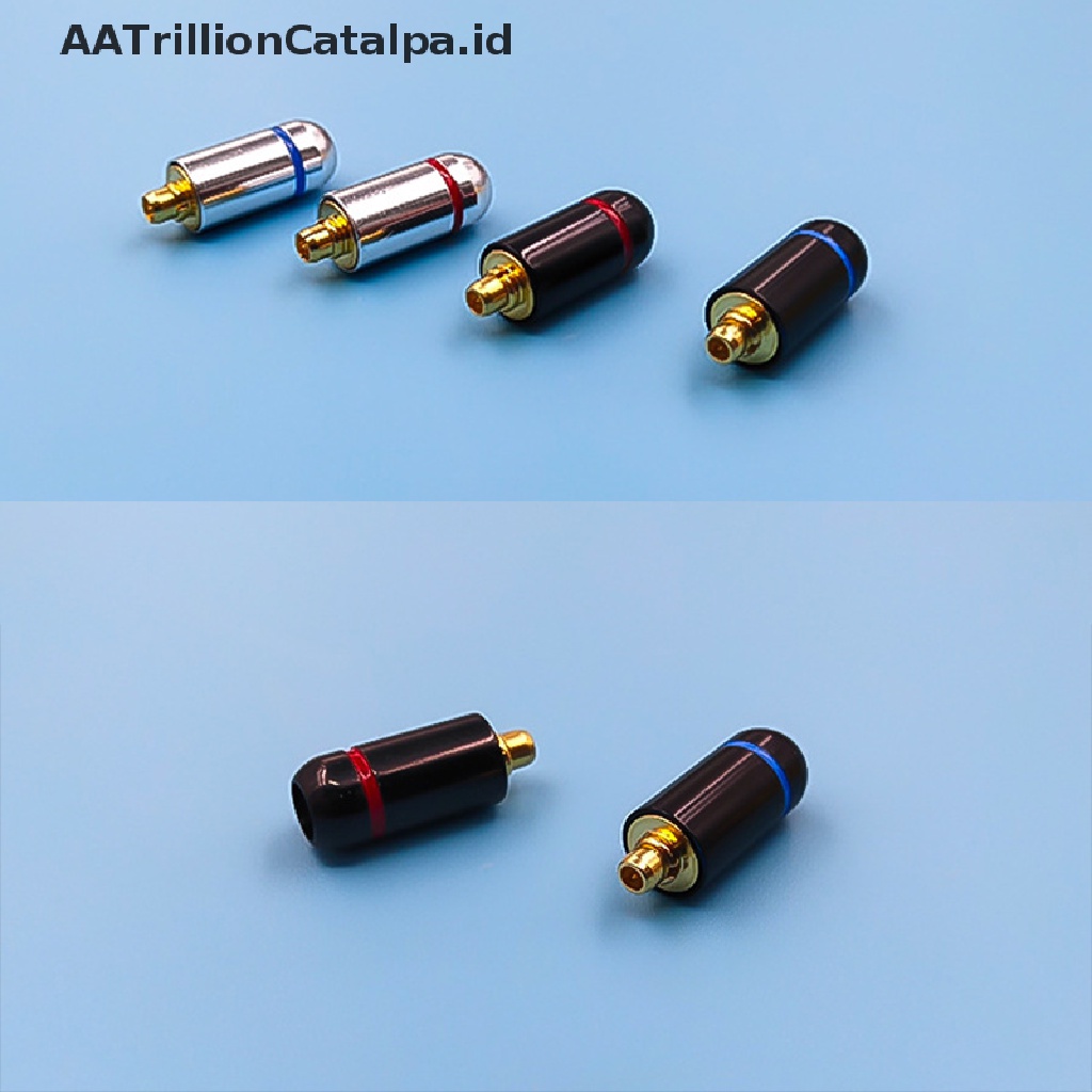 2pcs Konektor MMCX Pin Plugs Lapis Emas Untuk Shure