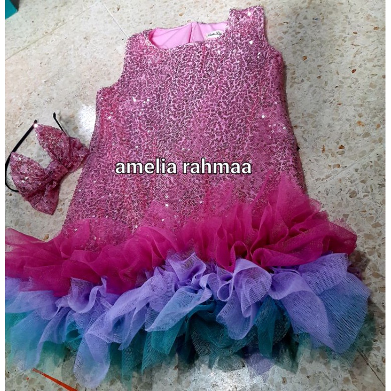 maxy elena squin tutu dress pesta anak perempuan baju ulang tahun tutu seribu payet