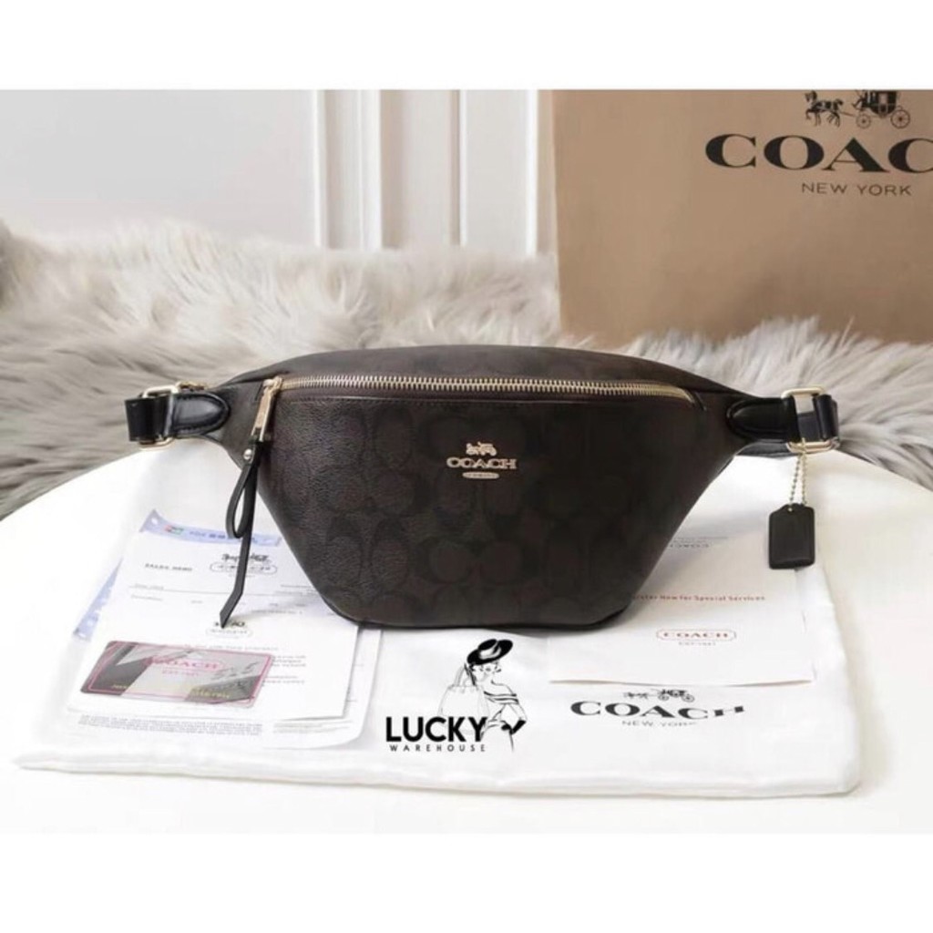 Coach Signature Belt Waist Bag Brown Black - ORIGINAL 100%