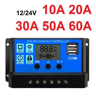 Solar Charge Controller LCD LED Display Solar PWM 12V/24V 10A 20A 30A 50A 60A USB Panel Surya Charge