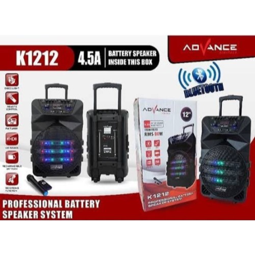 Advance Speaker Portable Meeting Trolley 12&quot; K1212 + 1 Mic Bluetooth