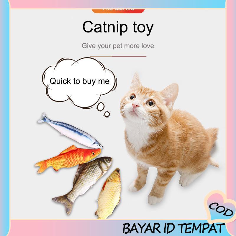 COD❤️ Perlengkapan Hewan Peliharaan Mewah Catnip Ikan Kucing Lucu Simulasi Ikan Mas Crucian Mainan Kucing Lembut-A.one