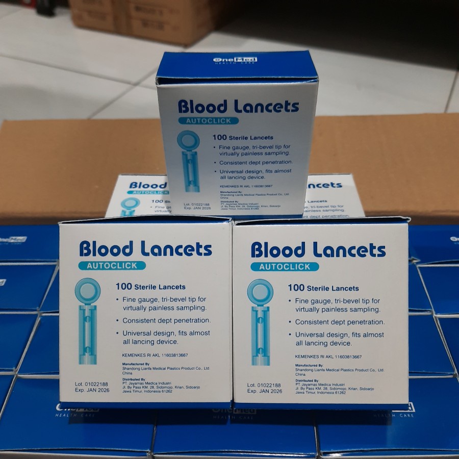 Blood Lancet Onemed 28G Jarum Lanset One Med 28 G isi 100 Jarum Bekam