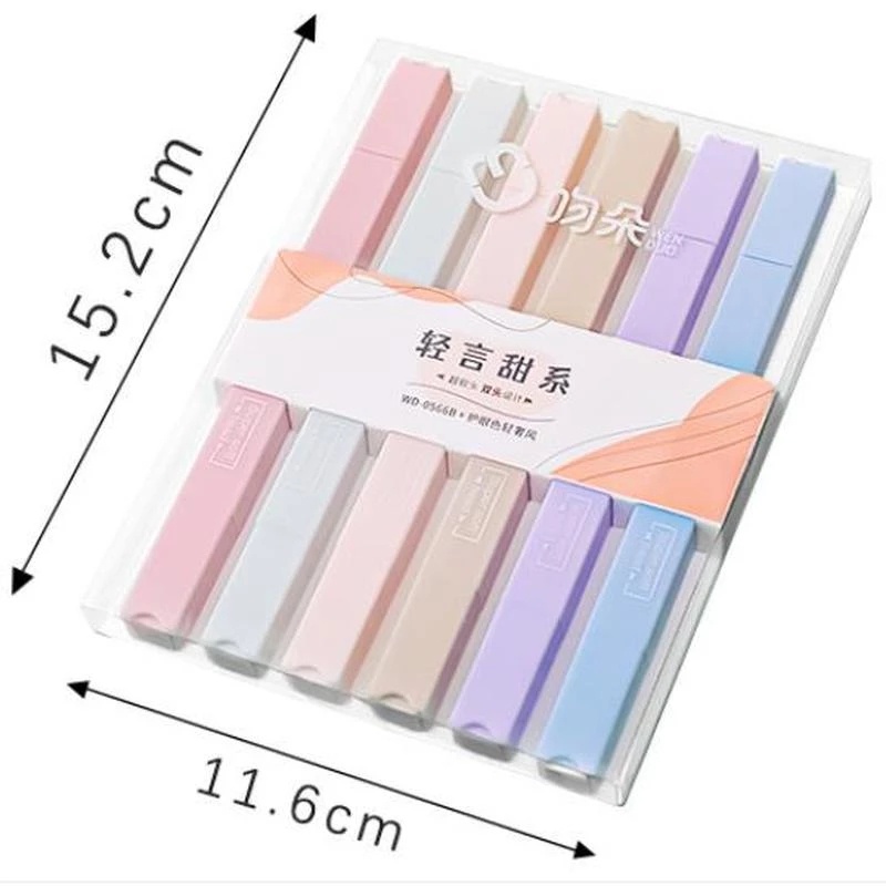 6pcs / set Spidol Highlighter Ujung Ganda Untuk Menggambar