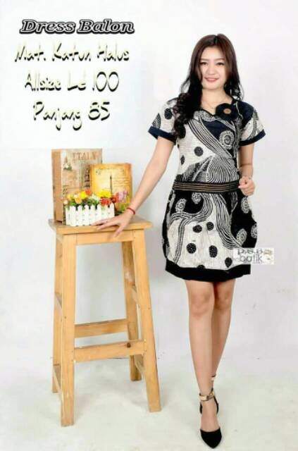 BATIK MONOCHROM DRES BALON -BLOUSE -MODERN -MURAH -ELEGAN -EXCLUSIVE