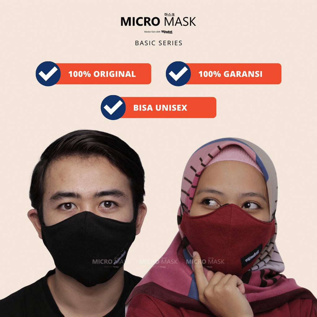 Masker Hijab Hijacket Headloop Polos Micro Mask 2 ply II Masker hijab keren-4
