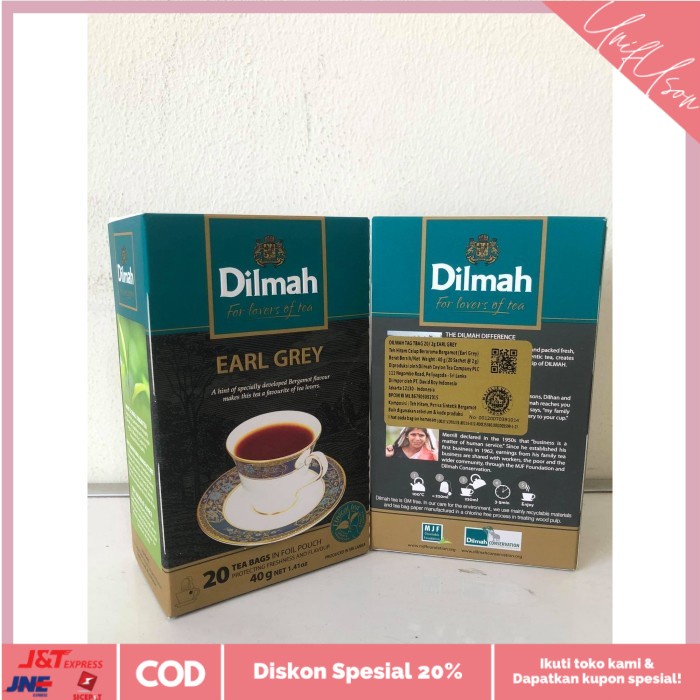 

⭐COD⭐ Dilmah Earl Grey / Earl Grey Tea / Black Tea / Teh 20 bags 40grm