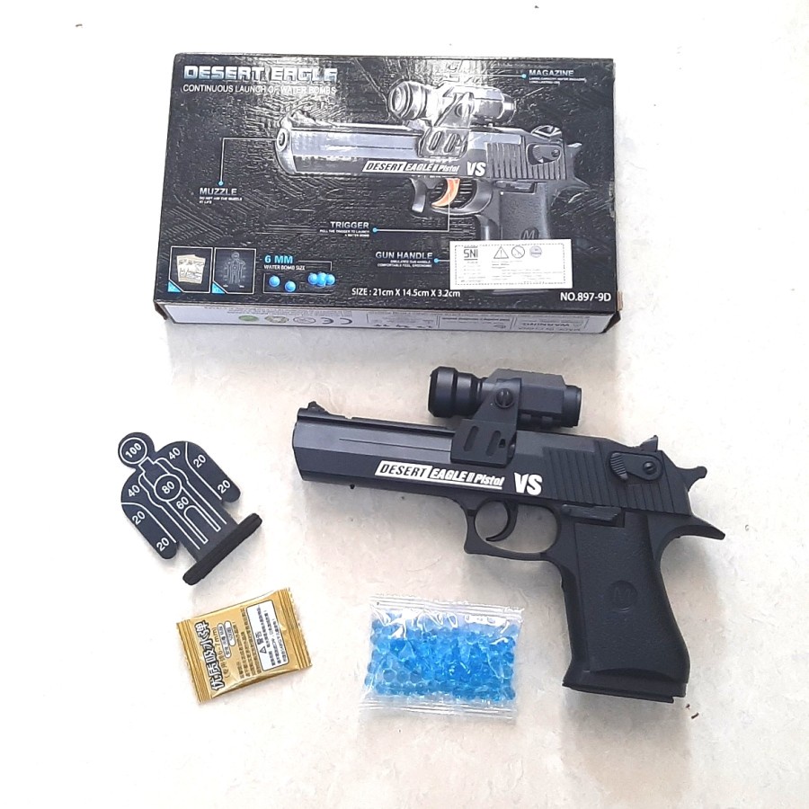 MAINAN PISTOL JELI JELLY PISTOL TEMBAKAN AMAN DIGUNAKAN PELURU LUNAK DESERT EAGLE OTOMATIS TANPA KOKANG