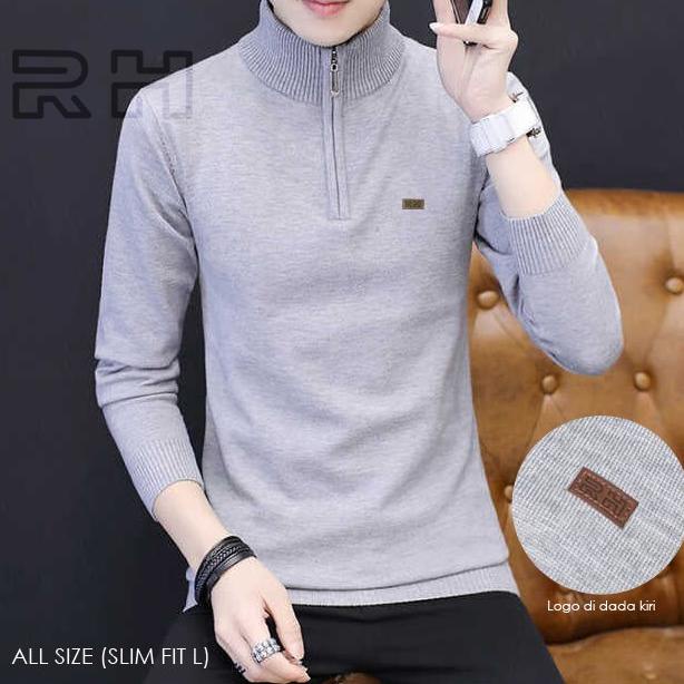 Baju Rajut Kerah Tinggi Zipper / Sweater Turtleneck Resleting Rhcollections Kerah Tinggi Zipper Pria