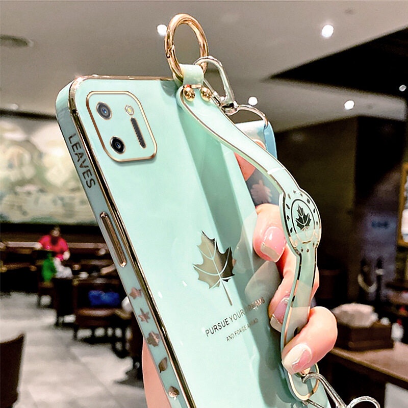 Case Motif Daun Maple Dengan lanyard Untuk OPPO Realme C11