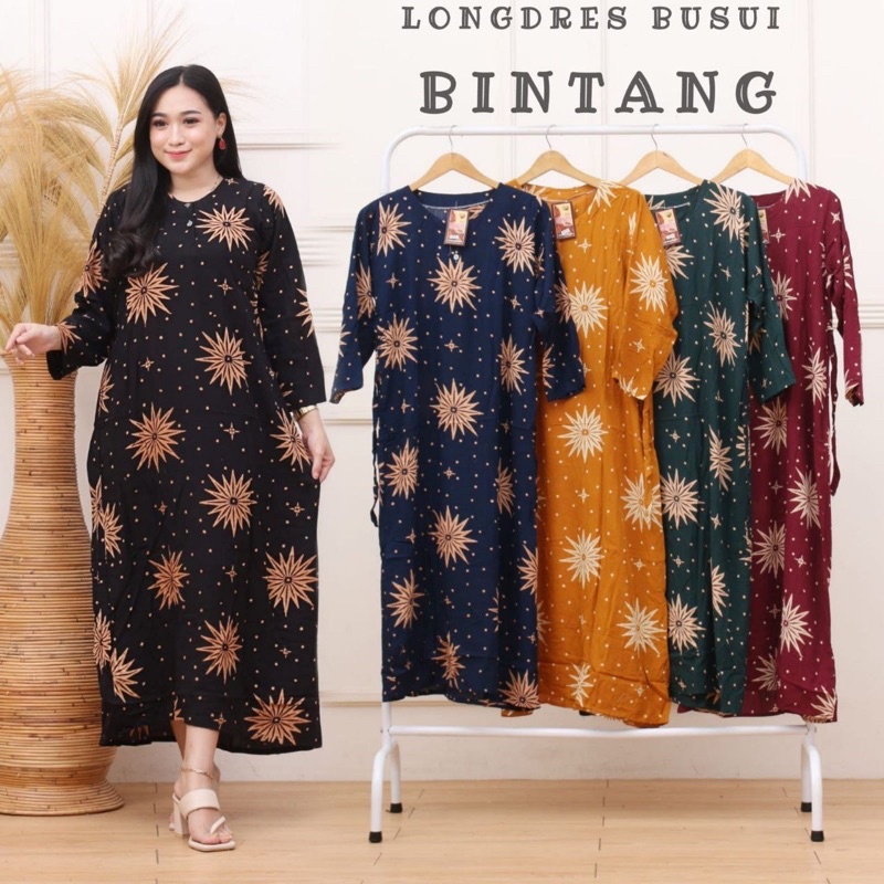 LONGDRESS PERCA GRADASI KOTAK TIEDYE SALUR BUSUI ADEM BUMIL BATIK PEKALONGAN MURAH DASTER BUSUI BATIK TERBARU 2021-LD BINTANG