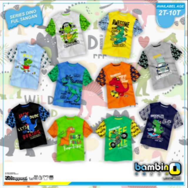 SALE kaos  anak  motif dino Bambino  UK 4T Shopee Indonesia