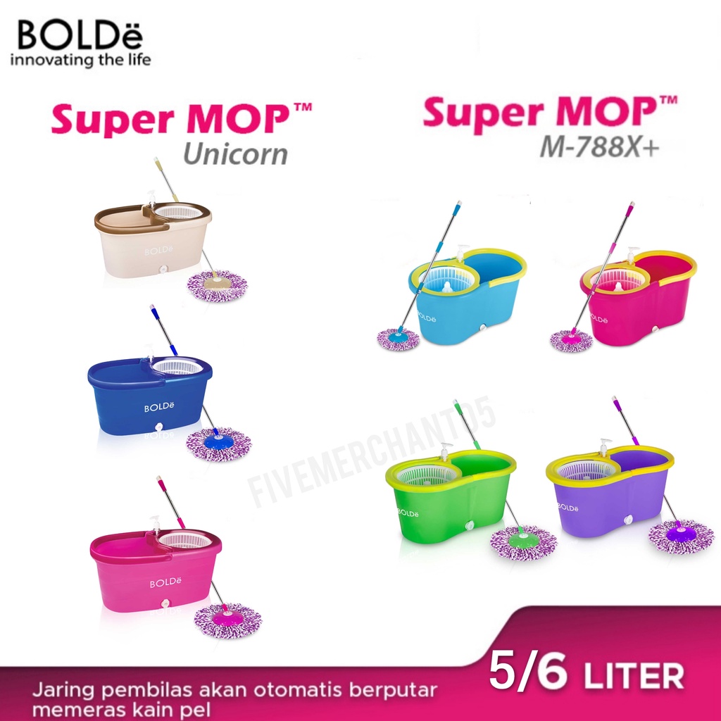 Alat Pel Bolde Super Mop M 788 X + Botol Pewangi Alat Pel Putar Alat Pel Putar Bolde Mop Unicorn