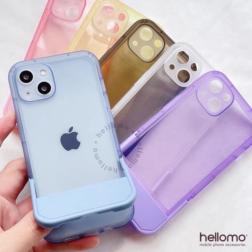 (3) Case iPhone Stand Phone Casing Softcase Holder Invisible Bangku