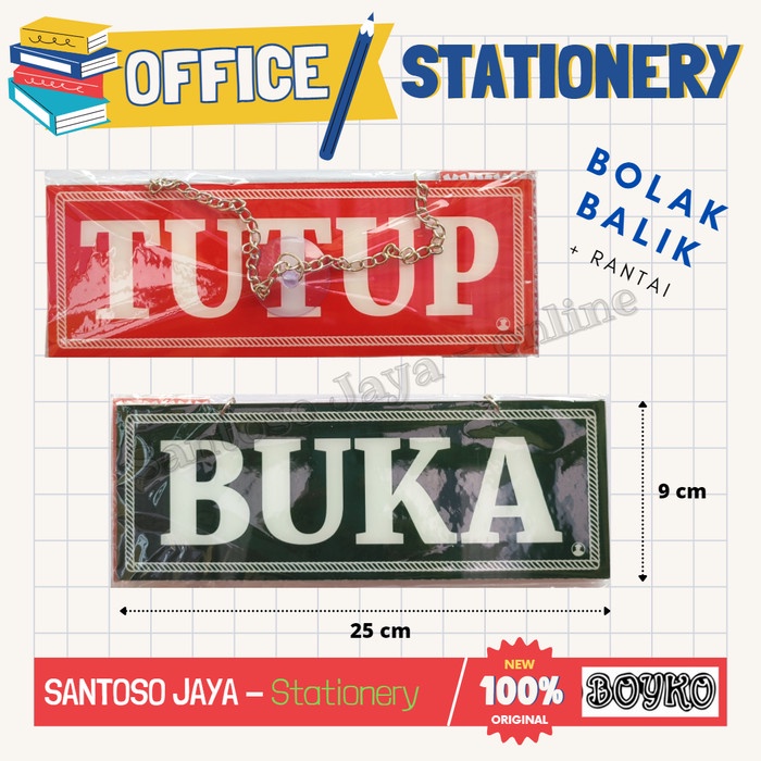 

Akrilik BOYKO - BUKA TUTUP Rantai Bolak Balik - Acrylic Sign 25x9 cm