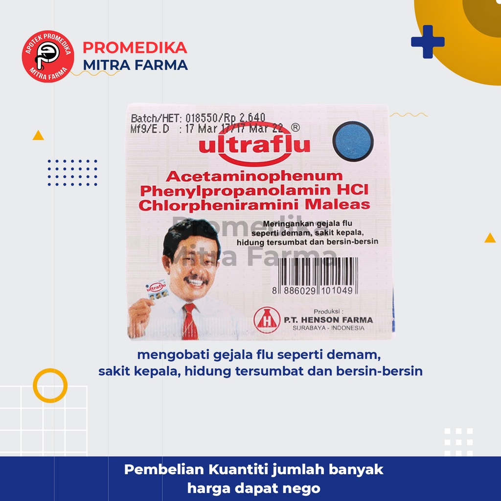 Ultraflu isi 4 Tablet/Strip / Obat Batuk, Demam dan Pilek untuk Dewasa / Obat Batuk Flu