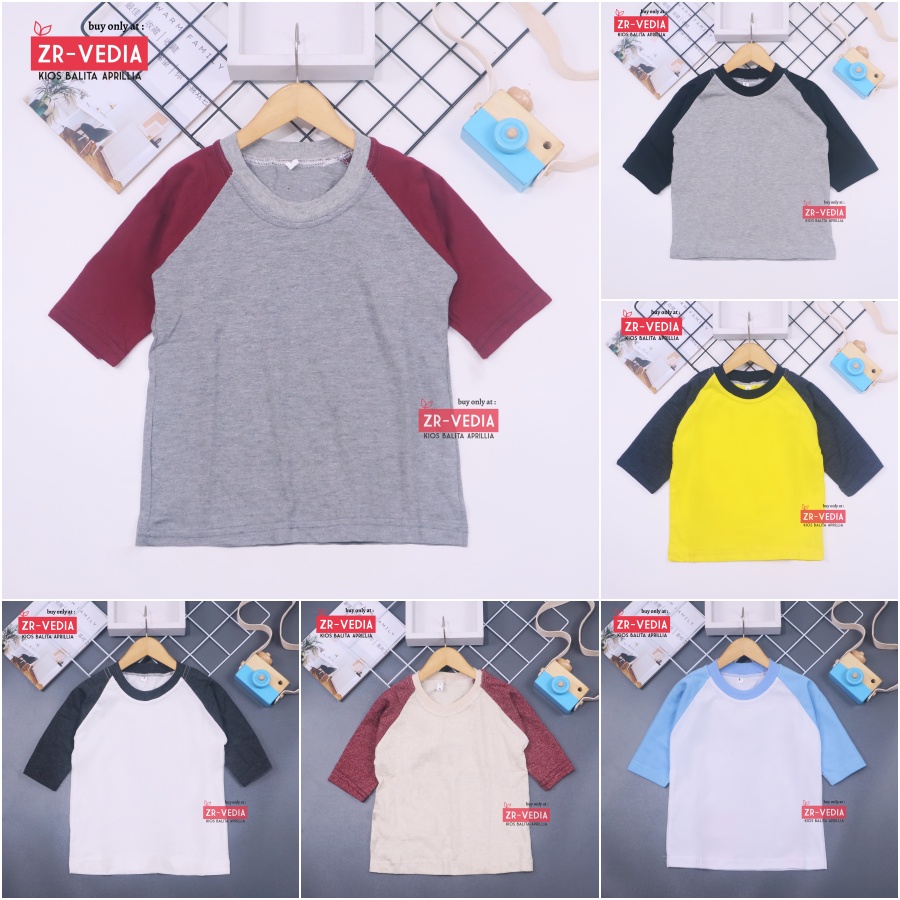 Kaos Reglan Polos uk 4-5 Tahun / Baju Laki Perempuan Polos Atasan Lengan Panjang Adem Raglan Murah