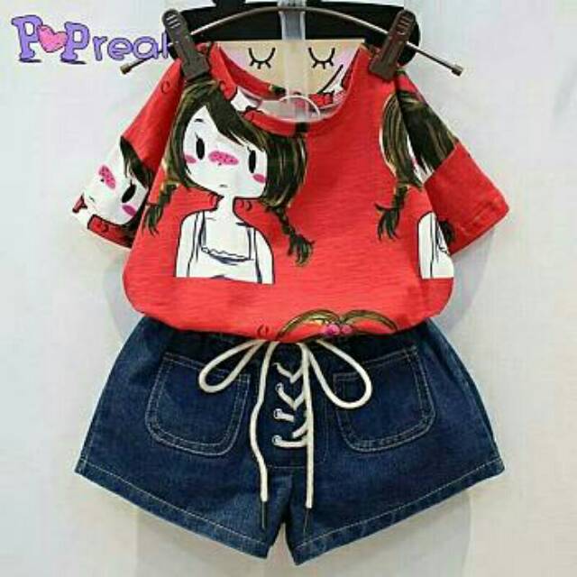 Baju setelan anak kecil perempuan trendi