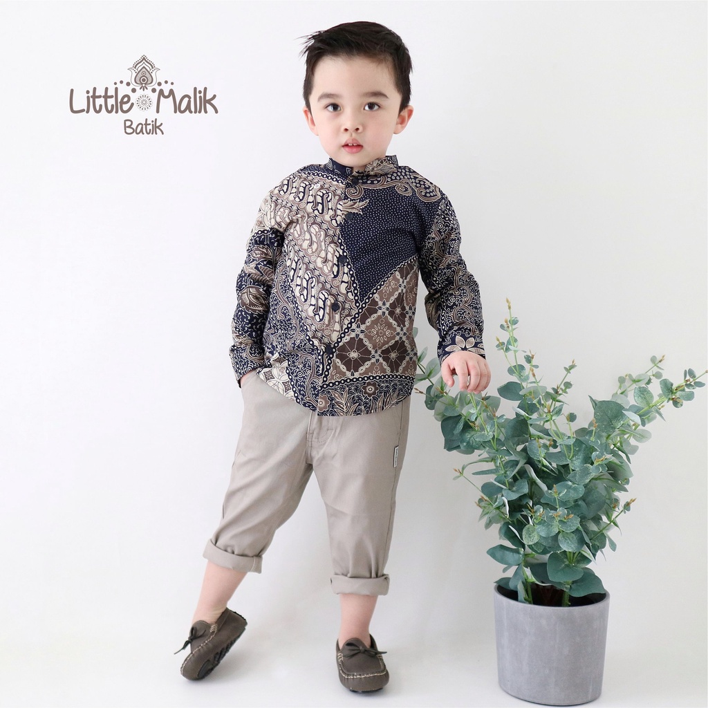 READY STOCK Kemeja Batik Anak / Ayah Lengan Panjang By Little Malik Batik, Navy &amp; Coklat