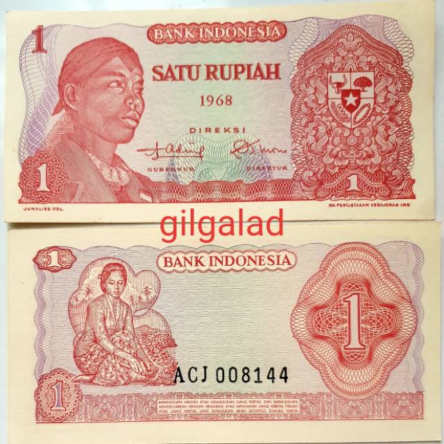 UANG KUNO 1 RUPIAH SUDIRMAN 1968 Kondisi Gress UNC
