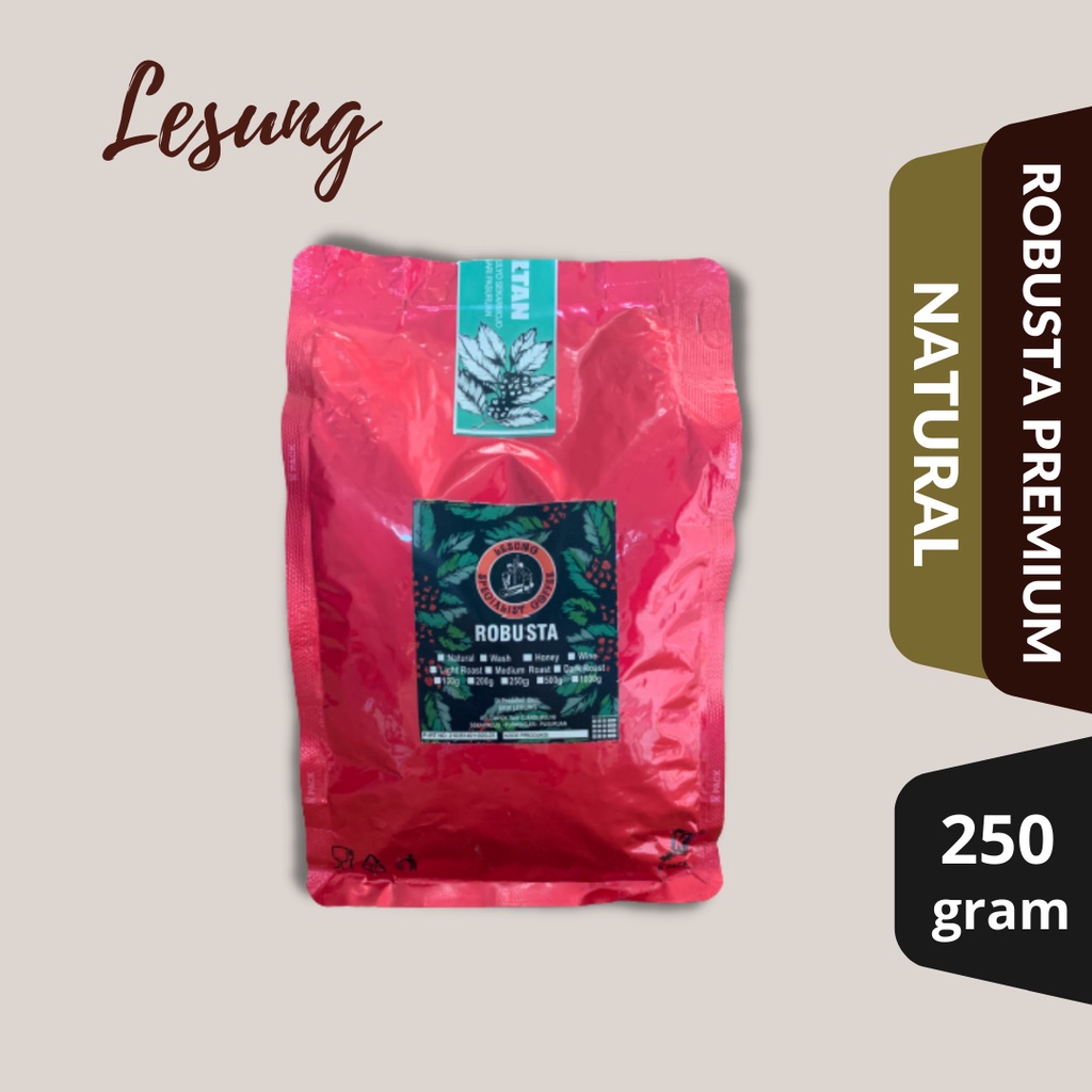 

Lesung Roastbean ROBUSTA Gunung Arjuna 250 GRAM | Kopi Organik SNI I KOPI LESUNG I KOPI LESOENG l KOPI KAPITEN I KOPI PASURUAN