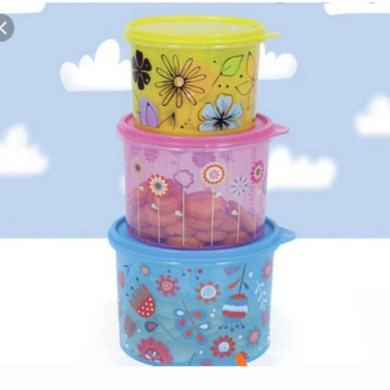 Daisy canister tupperware 3 toples kue