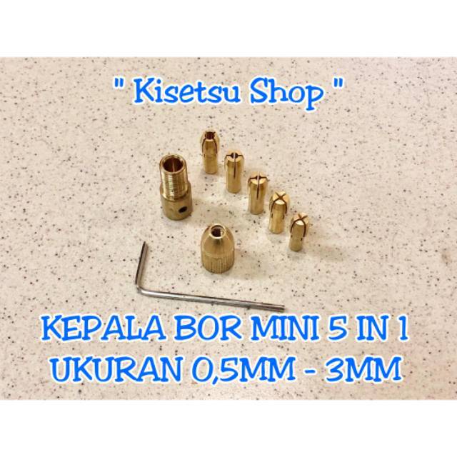 Kepala Bor Mini 0,5mm - 3mm 5 in 1 / Collect Chuck Set Mini Drill 5 in 1