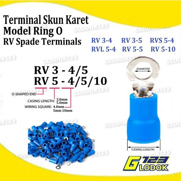 Terminal Kabel Sekun Cable Lug Skun Ring O Isolasi Insulated RV3 RV5