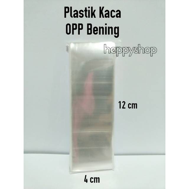 

4 cm x 12 cm (100 lembar) Plastik Kaca OPP Bening Polos, Plastik Souvenir Kecil