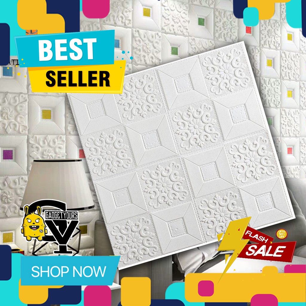 Sticker wallpaper dinding 3d foam Motif Batik Model rumah konsep industrial minimalis modern-2