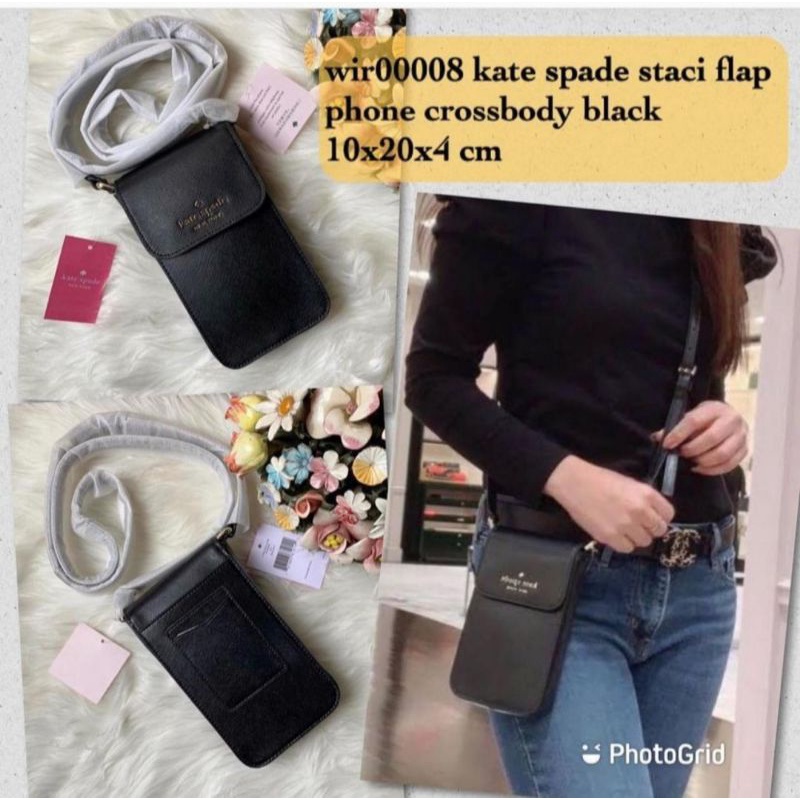 Tas HP Kate Spade Authentic Original / WIR00008 Staci Flap Phone Crossbody Black i