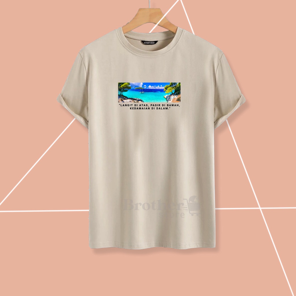 BROTHER STORE - Kaos Distro Pria - KAOS COWOK CEWEK - Kaos Kata Kata - Articel DAMAI DI PANTAI TYPE2 Premium