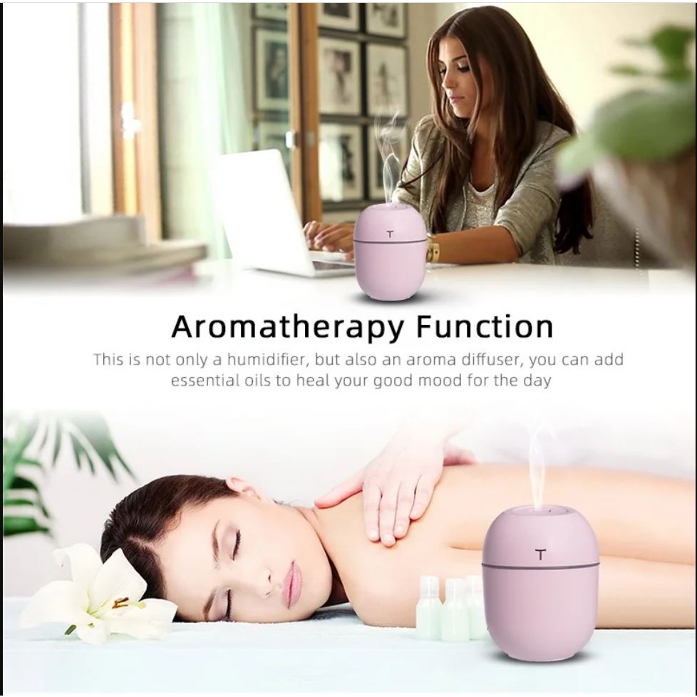 Humidifier Purifier Portable (T MODEL)  Pelembab Udara with LED Light Warna/ Diffuser Mini Portable-3