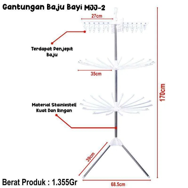 COD Jemuran Menara Lipat Jemuran Baju Model Menara Susun 3 TINGKAT Foldable Clothes Drying Airer Rak jemuran lipat /jemuran model menara warna putih