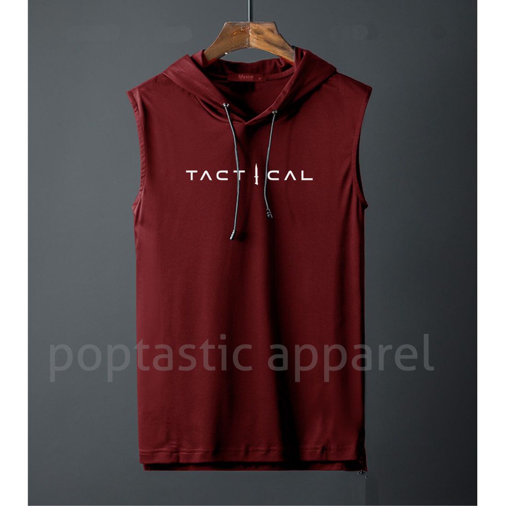 Rompi Hoodie Pria Manset Olahraga Stretch Slim Fit