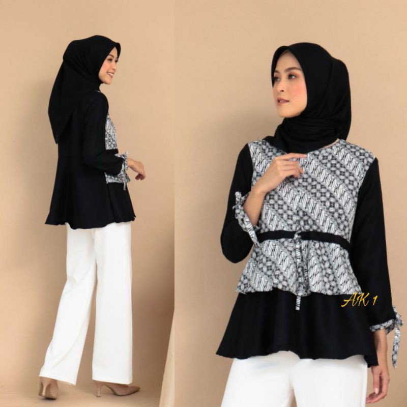 tey-17 Batik wanita ASJ SA HRB026 Kenongo Kemeja Tosca Pendek-A