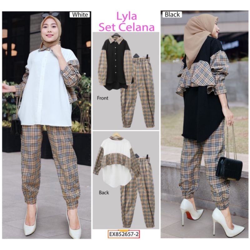 852657-2 Lyla Set celana kotak burberry by Extu
