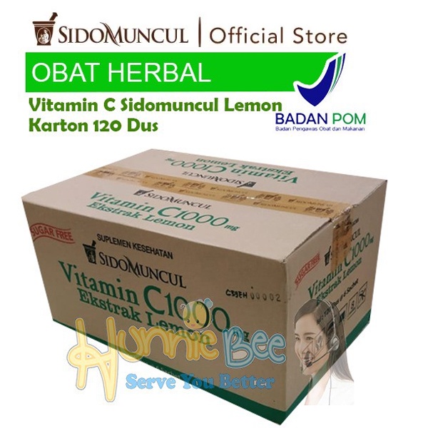 Vitamin C 1000mg Sidomuncul Original Rasa Lemon kemasan Karton isi 120 Dus