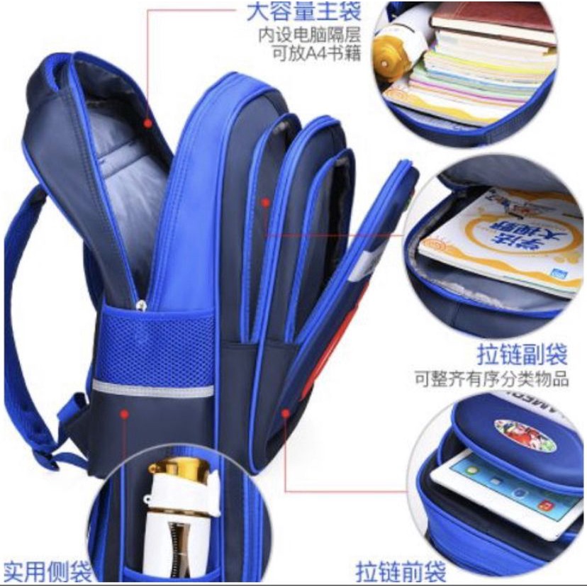 Tas Sekolah Anak Laki-Laki TK-SD Tas Ransel Sekolah Import Anak Cowok Karakter Superhero 6D Embos