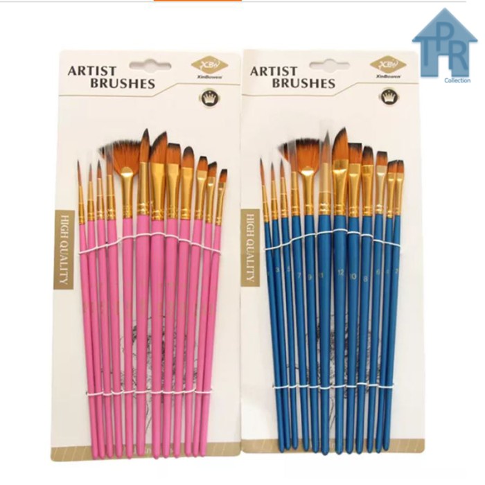 Set kuas lukis ekonomis / artist paint brush - 12pcs.