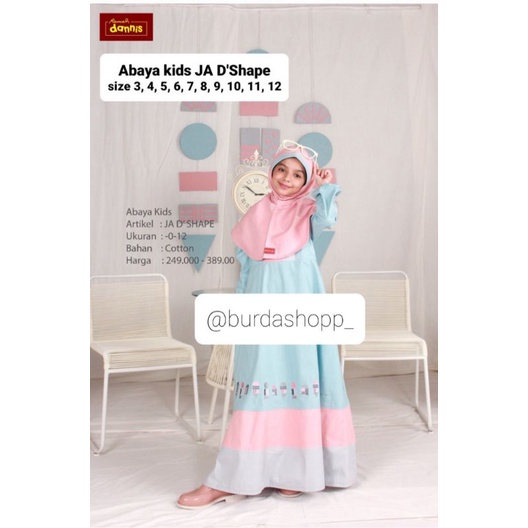 Baju Muslim Anak Dannis Perempuan D'Shape  Size 3, 4, 5, 6, 7, 8, 9  10, 11, 12