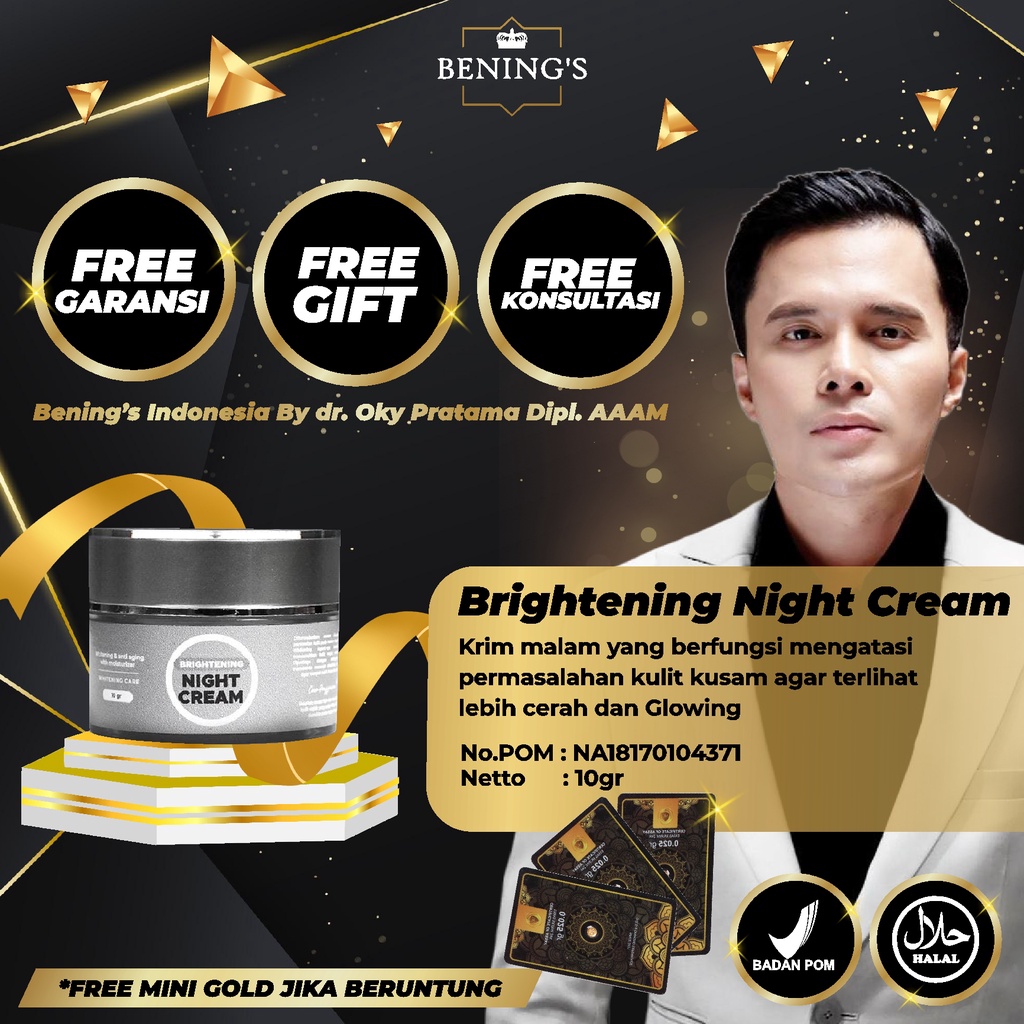 BENING'S NIGHT CREAM | MENUTRISI KULIT &amp; MENCEGAH TANDA2 PENUAAN I FREE GIFT SIAP KIRIM KE SELURUH INDONESIA