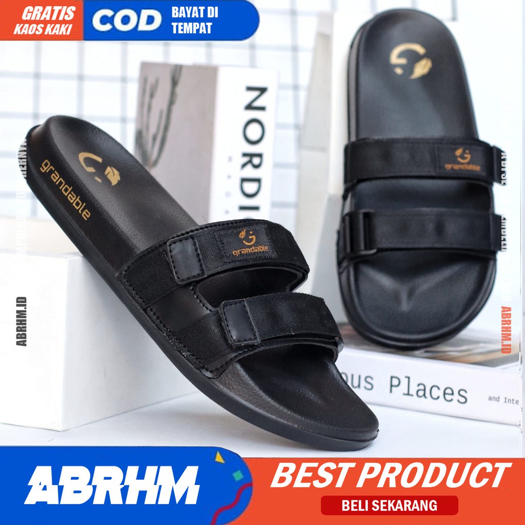 ABRHM x CHUTA Sandal Slide Pria Kekinian Sandal Slop Pria Kulit Pu Sendal Selop Cowok / Cowo Ori